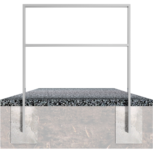 Lean-on hoop made of steel tube | Square tube, 80 x 20 mm | with cross bar | total width: 750 mm | hot-dip galvanized and coated DB 703